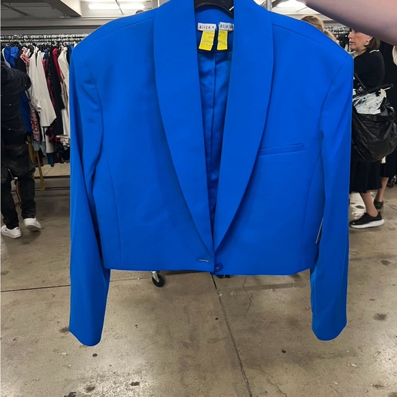 Alice + Olivia crop Bright Blue Blazer